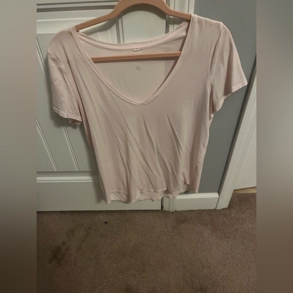 Lululemon Pink V Neck Tee